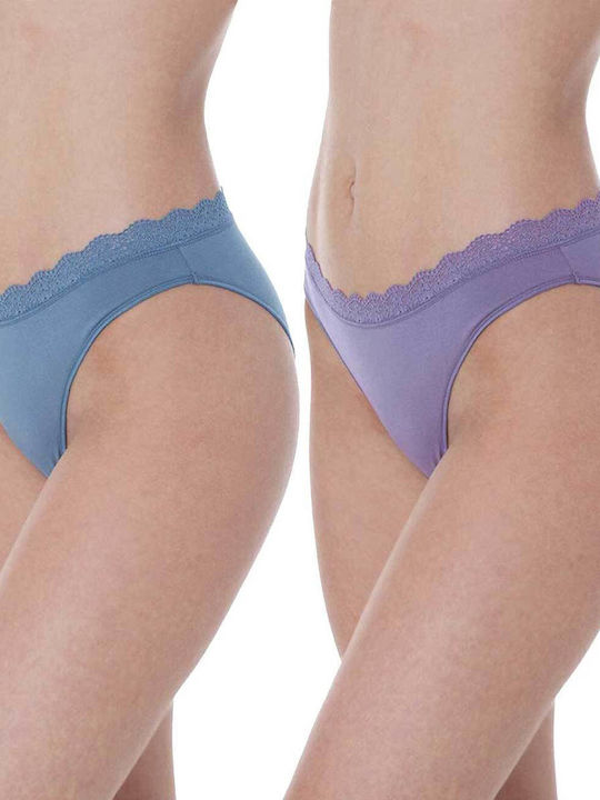 Apple Boxer Γυναικεία Slip 2Pack Lilac/Blue