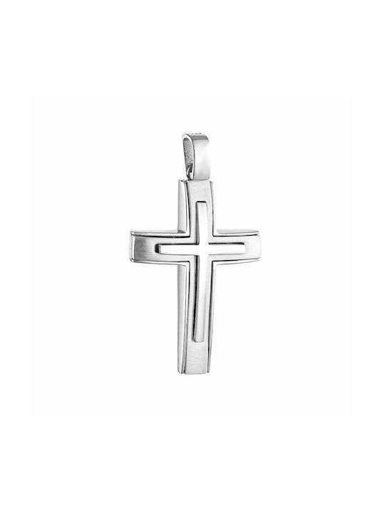 Papoulidis Jewellery Men's White Gold Cross 14K with Chain