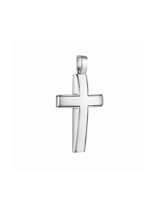 Papoulidis Jewellery Men's White Gold Cross 14K with Chain