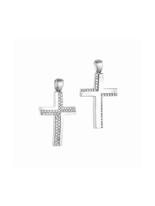 Papoulidis Jewellery Women's White Gold Cross 14K Double Sided