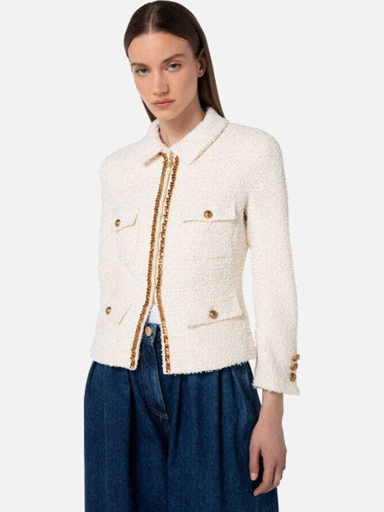 Elisabetta Franchi Blazer pentru femei Tweed Sacou Alb