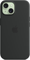 Apple Silicone Case with MagSafe Umschlag Rückseite Silikon Schwarz (iPhone 15)