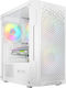 Logic Aramis ARGB Gaming Mini Tower Computer Case with Window Panel White