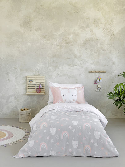 Nima Angel Set Kids Duvet Cover Single with Pillowcase Cotton Gray 160x240cm