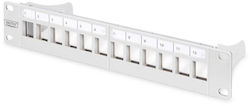 Digitus Patch Panel Keystone for Rack 1U 10" with 12 Ports Gray