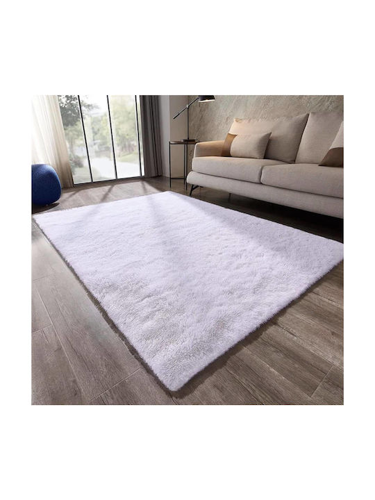 My Home Luxury Αντιολισθητικό Χαλί Ορθογώνιο Shaggy White 80x140cm