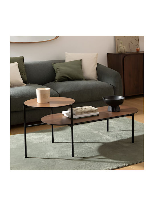 Oval Central Coffee Table Kemi Wooden Brown 118x43.2x48 cm