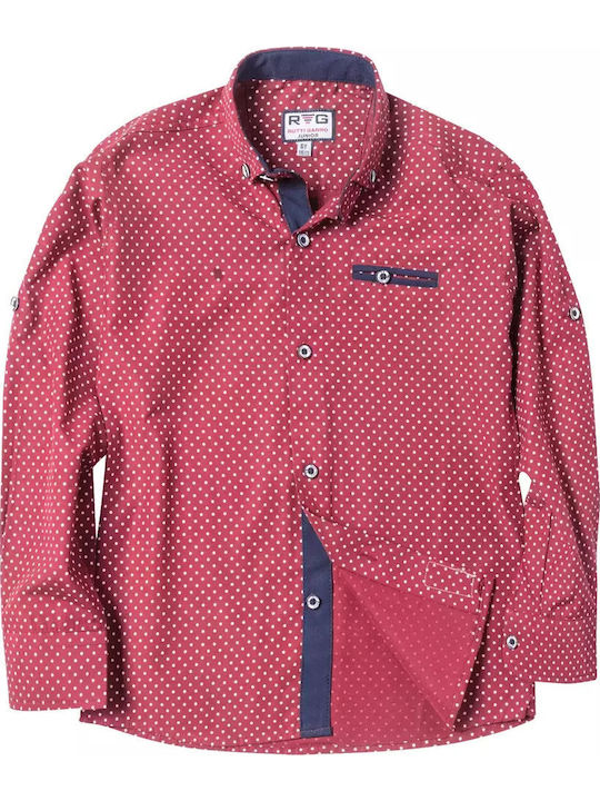 Kids Polka Dot Shirt Long Sleeve Burgundy