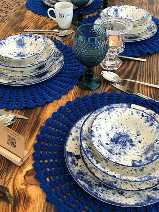 Ceramic Dinnerware Set Blue 24pcs