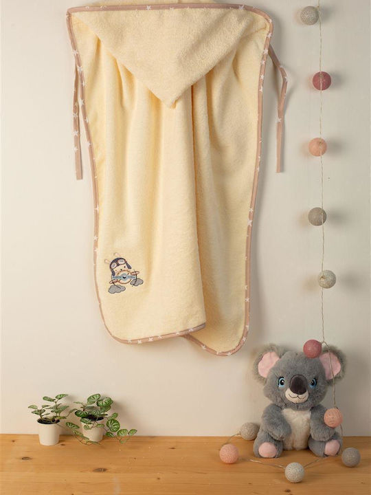 Dimcol Baby Bath Towel Hooded Ecru 75x85cm