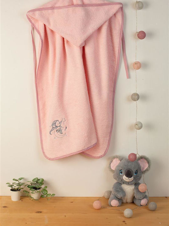 Dimcol Baby Bath Towel Hooded Elephant Pink 75x...
