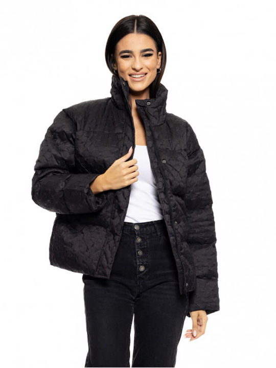 Biston Women's Short Puffer Jacket for Winter Black