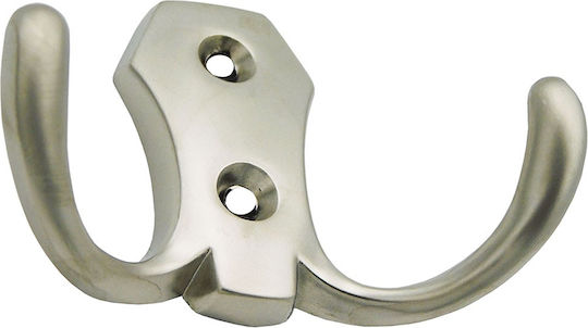 Wall Hanger Metal 2 Hooks Silver