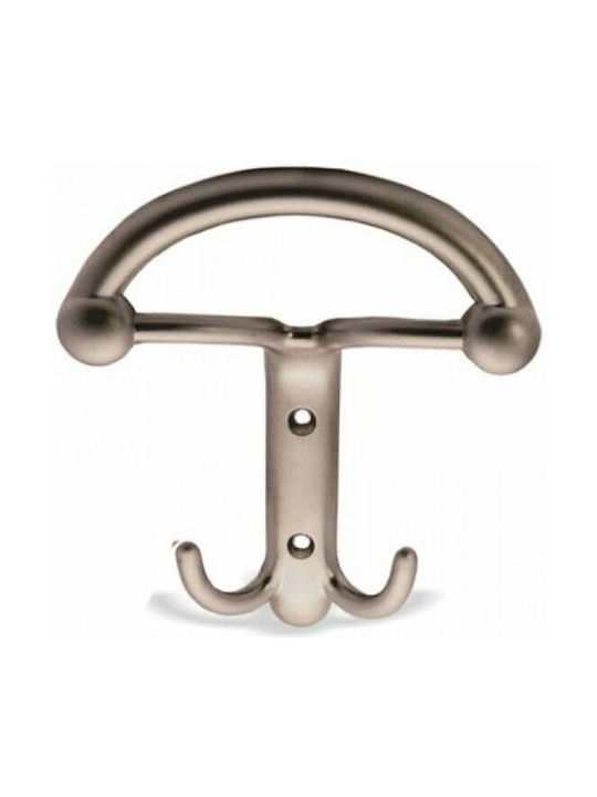 Metal Wall Hanger with 2 Slots Silver 1pc