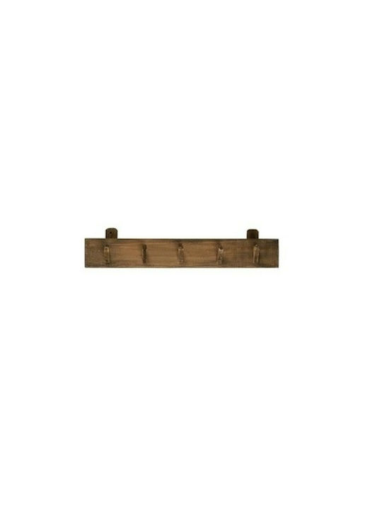 Country Casa Κρεμάστρα Τοίχου Ξύλινη 5 Θέσεων Καφέ 83x9x16.5cm