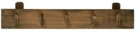 Country Casa Κρεμάστρα Τοίχου Ξύλινη 5 Θέσεων Καφέ 83x9x16.5cm