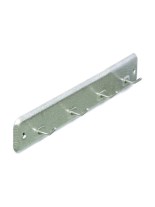 Metal Wall Hanger with 4 Slots Silver 1pc