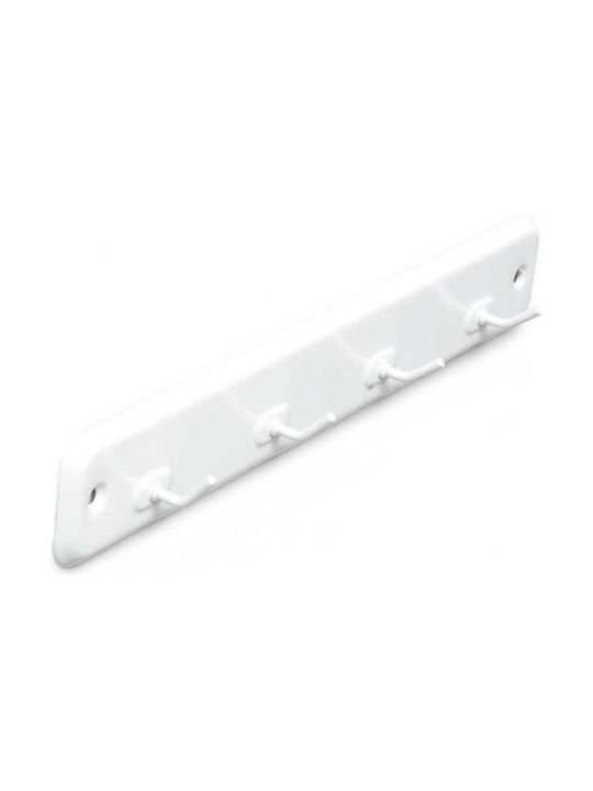 Metal Wall Hanger with 4 Slots White 1pc