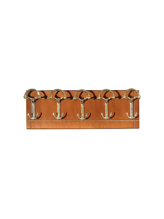 Biotrap Wooden Wall Hanger 10 Hooks Brown 80x15cm