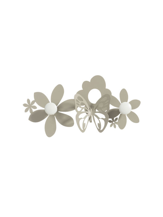 Arti E Mestieri Wall Hanger Sfarfalle Metal 2 Hooks Silver 44x6.5x24cm