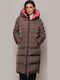 Women's Short Puffer Jacket Double Sided for Winter Gray