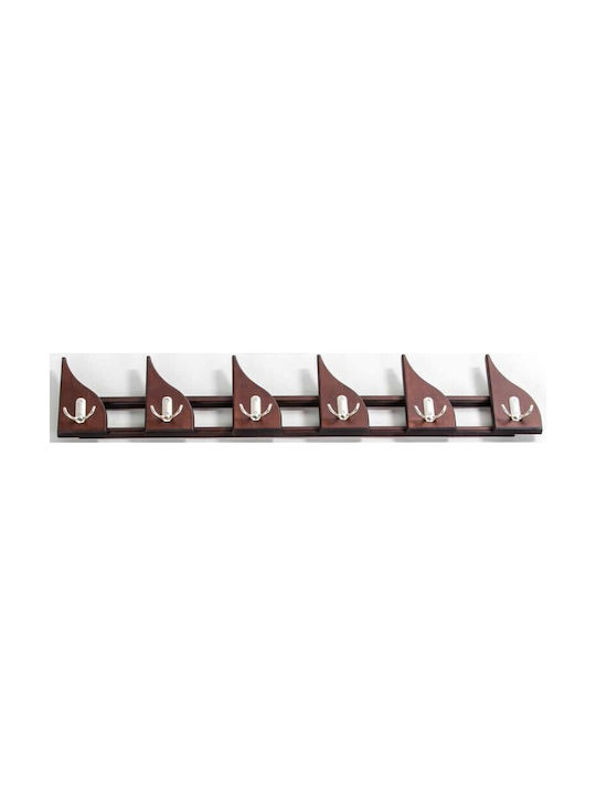Epiplo-Fos Wall Hanger Wooden 10 Hooks Brown 100x17x17cm
