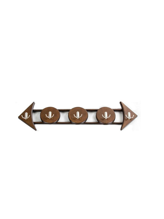 Epiplo-Fos Wall Hanger Wooden 10 Hooks Brown 86x20x6cm
