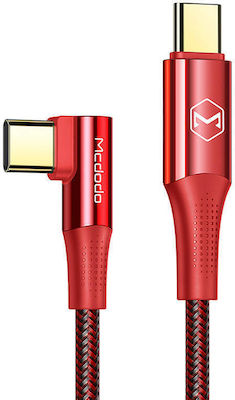 Mcdodo USB 2.0 Cable USB-C male - USB-C male 100W Κόκκινο 1.2m (CA-8321)