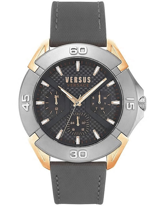 Versus by Versace Herrenuhr 46mm Batterie mit Gray Lederarmband