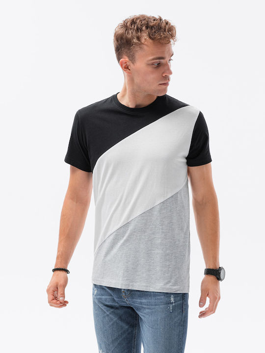 Ombre T-shirt Bărbătesc cu Mânecă Scurtă Negru