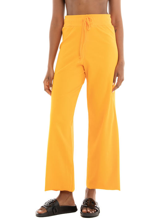Four Minds Women's High-waisted Cotton Trousers Flare Orange