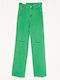 High Waist Women's Jean Trousers with Rips in Loose Fit Green