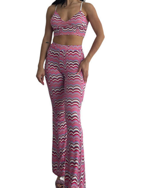 Chica Women's Pink Set with High-waisted Trousers Bell