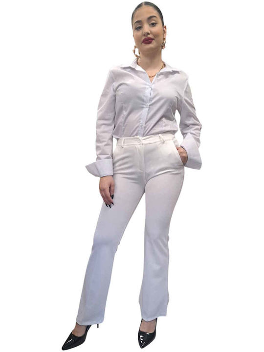 Remix Dama Tesatura Pantaloni Alb