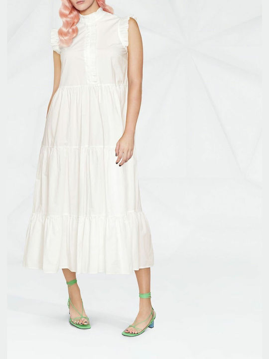 Twinset Poplin Dress Sommer Maxi Kleid Weiß