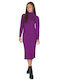 Vera Midi Dress Turtleneck Purple