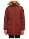 Women's Short Parka Jacket for Winter with Hood Burgundy
