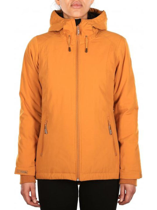 Iriedaily Women's Short Lifestyle Jacket Waterproof and Windproof for Winter with Hood Orange