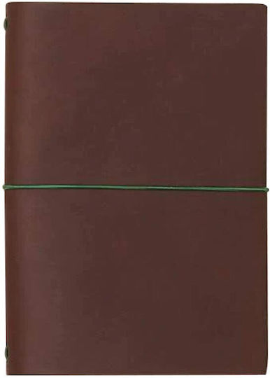 Paper Republic Voyageur Pocket Leather Journal Chestnut Σημειωματάριο με Λευκές Σελίδες με Λάστιχο Καφέ