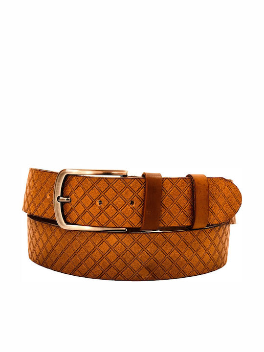 Women Weakness Wide Men's Belt Leather Tabac Brown