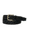 Women Weakness Men's Knitted Leather Belt Black