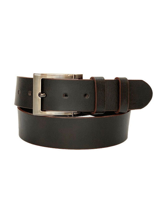 Women Weakness Men's Leather Wide Belt Brown