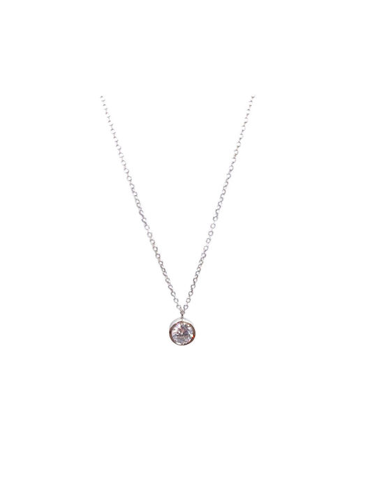 Necklace from White Gold 14K with Zircon