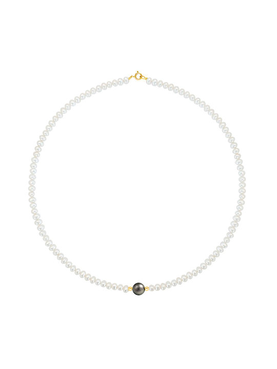 Halskette aus Weißgold 14K mit Perlen