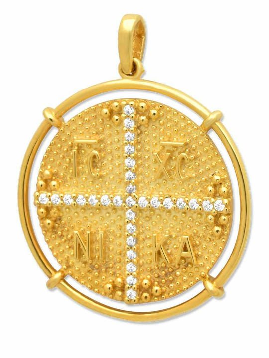 Goldjewels Charm Talisman Constantin Cu Pietre Din Aur 9 Carate Cu Zircon