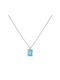 Necklace from White Gold 14K with Zircon