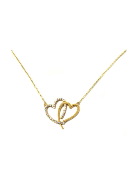 Necklace with design Heart from Gold Plated Silver