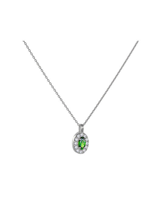 Necklace Rosette from White Gold 14K with Zircon