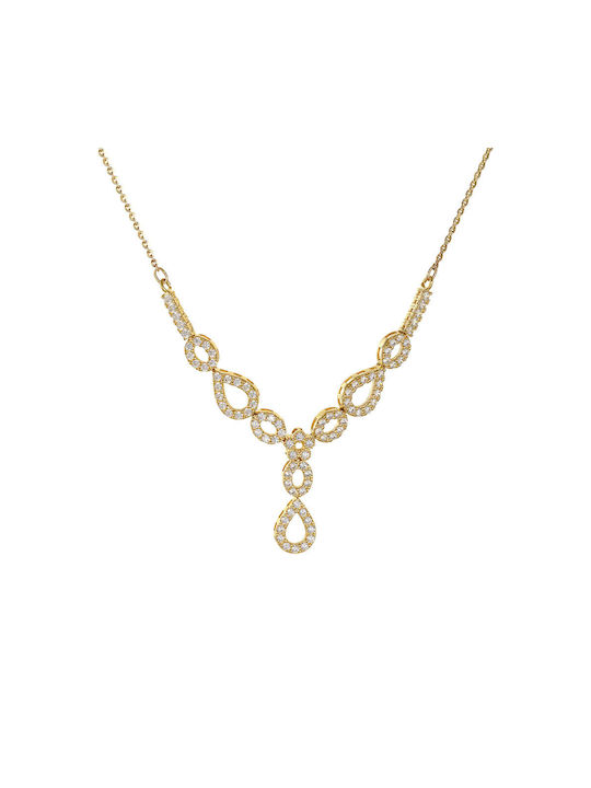 Necklace with design Tear from Gold 14K with Zircon