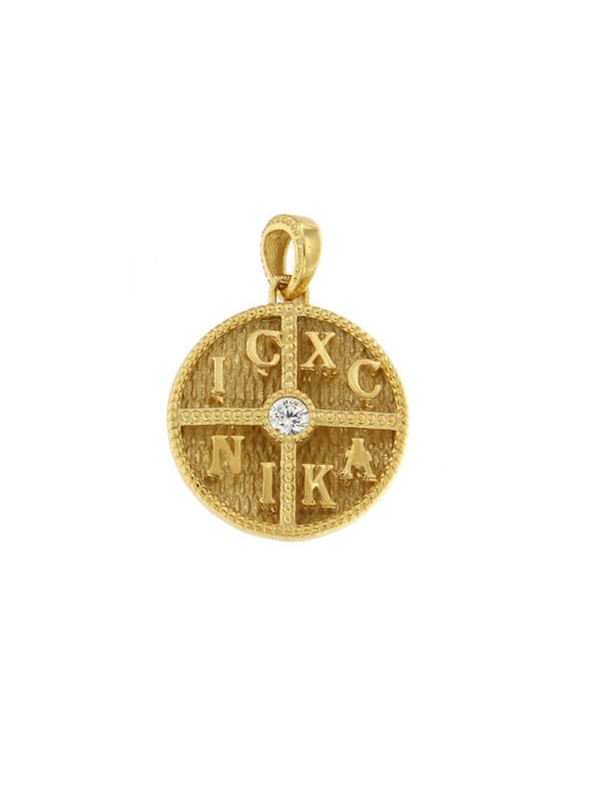 Halskette Konstantin Amulett aus Gold 14K mit Zirkonia